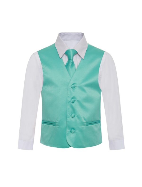 Solid Aqua Formal Vest Three Piece Set for Suits & Tuxedos