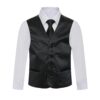 Boy's Solid Black Formal Vest Necktie Bow Tie Three Piece Set