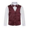 Burgunady Maroon Formal Vest Necktie Bow Tie Three Piece Set