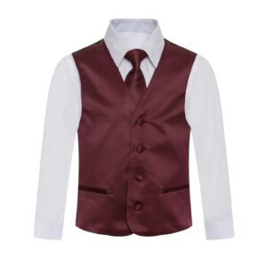 Solid Burgunady Maroon Formal Vest Necktie for Suits & Tuxedos
