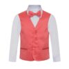 Boy's Solid Coral Salmon Vest Three Piece Set includes matching NeckTie