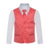 Solid Coral Salmon Formal Vest Necktie Bow Tie Three Piece Set