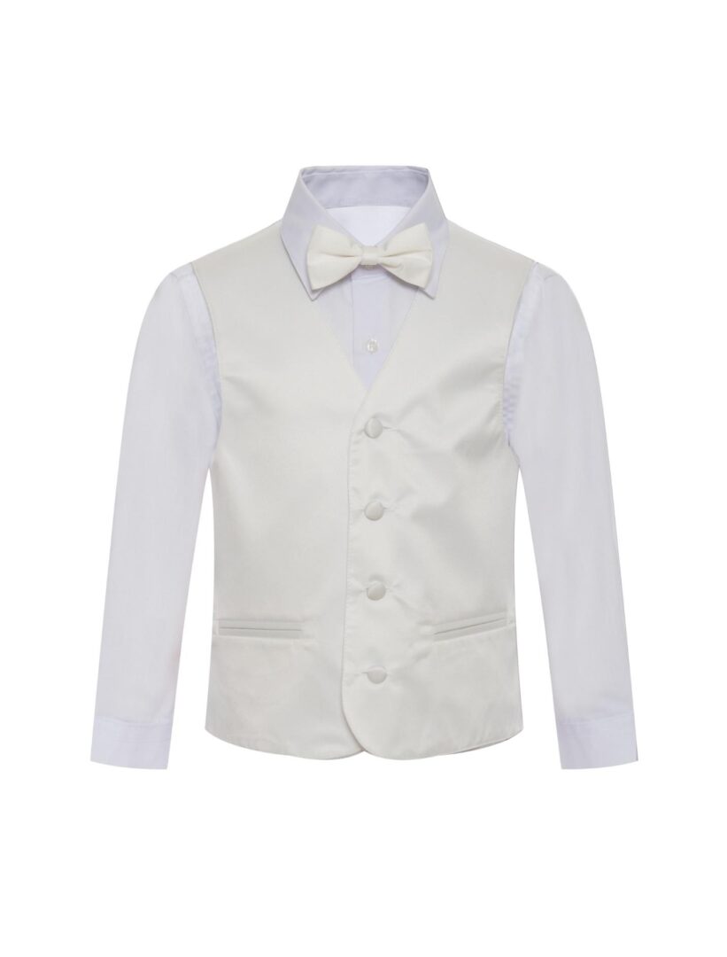 Solid Cream Off White Ivory Formal Vest includes matching NeckTie set