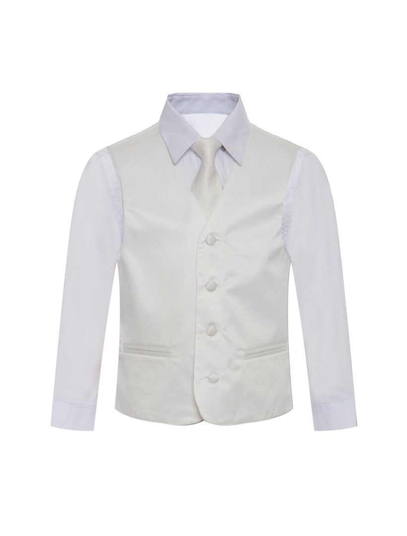 Cream Off White Ivory Formal Vest Necktie Bow Tie Three Piece Set