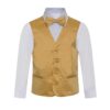 Boys Solid Gold Formal Vest Bow Tie Three Piece Set for Tuxedos