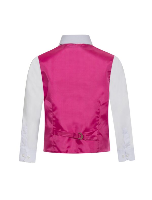 Solid Hot Pink Fuchsia Formal Vest Necktie Bow Tie Three Piece