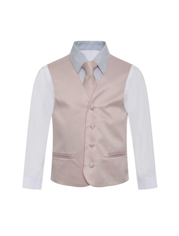 Solid Light Pink Formal Vest Three Piece Set includes matching NeckTie