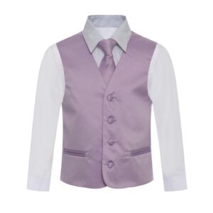 Solid Lilac Lavender Formal Vest Three Piece Set for Suits & Tuxedos