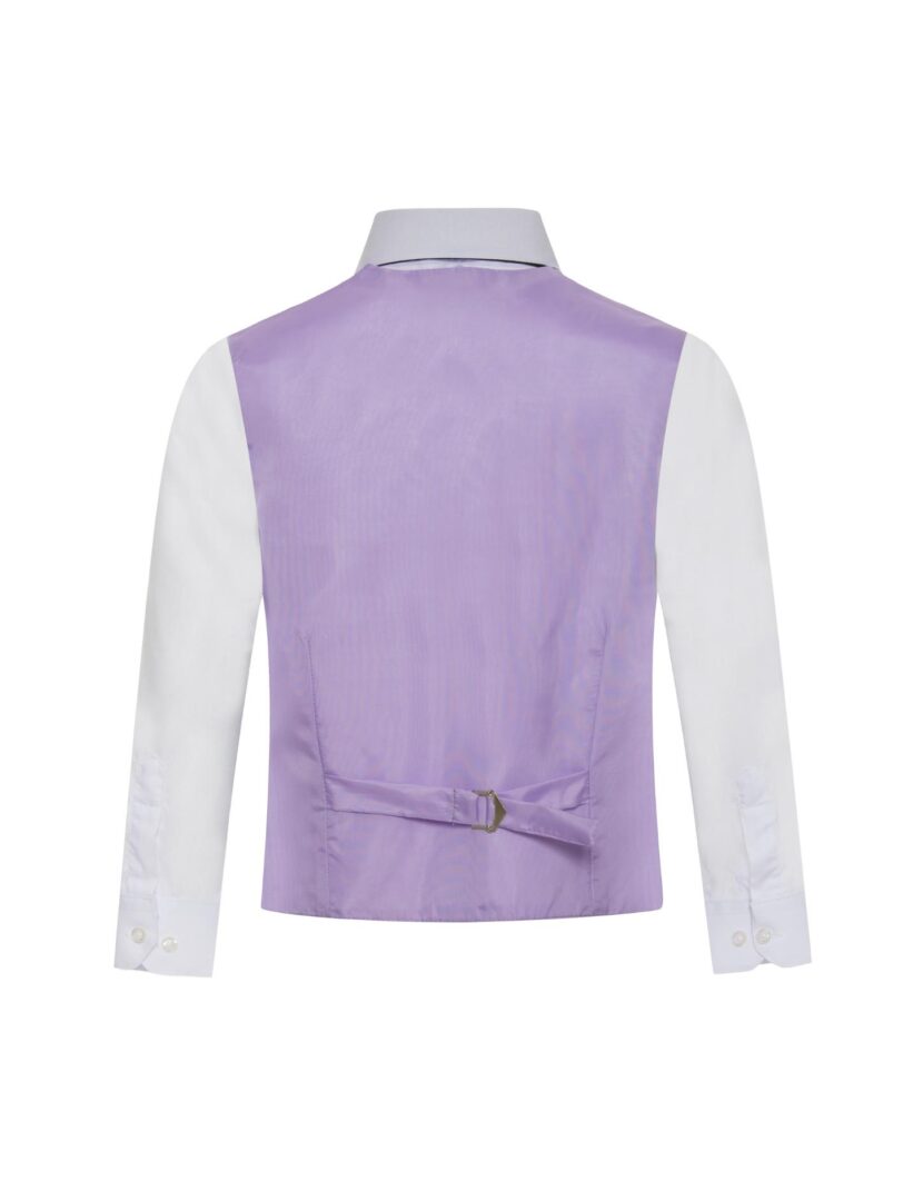 Boy's Solid Lilac Lavender Vest Three Piece Set includes matching NeckTie
