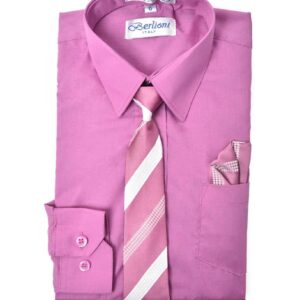 Orchid Long Sleeves Dress Shirt with Matching Necktie Set