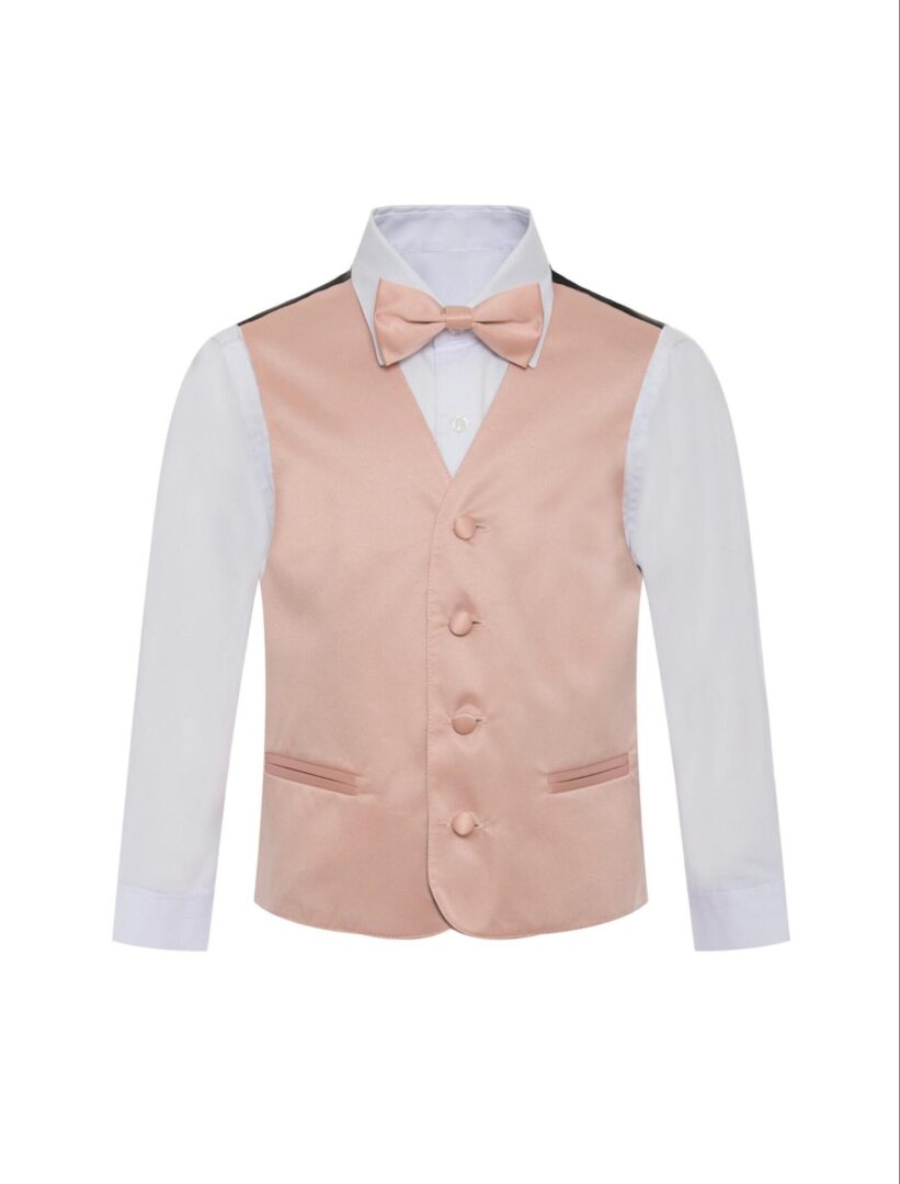 Solid Peach Formal Vest Necktie Three Piece Set for Suits & Tuxedos