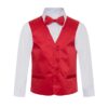 Premium Solid Red Formal Vest Necktie Bow Tie Three Piece Set