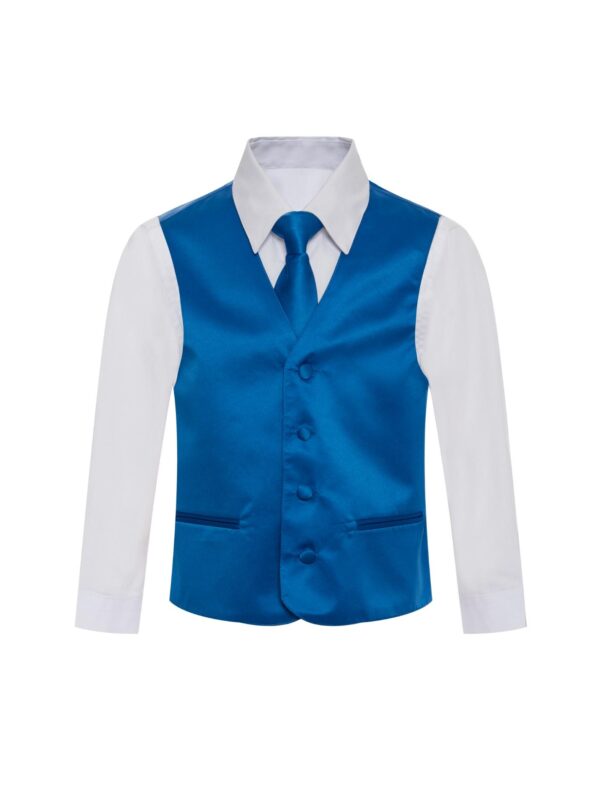 Solid Royal Blue Formal Vest Necktie Bow Tie Three Piece Set