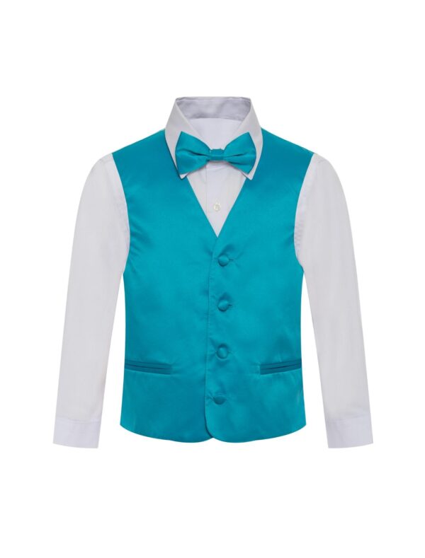 Boy's Solid Turquoise Tiffany blue Formal Vest Three Piece Set