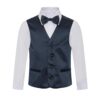 Solid Navy Blue Dark Blue Formal Vest Three Piece Set for Suits