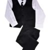 Boys Premium Black Five Piece Suit Set With NeckTie