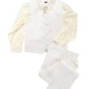Premium Egg-White Five Piece Suit Set With NeckTie