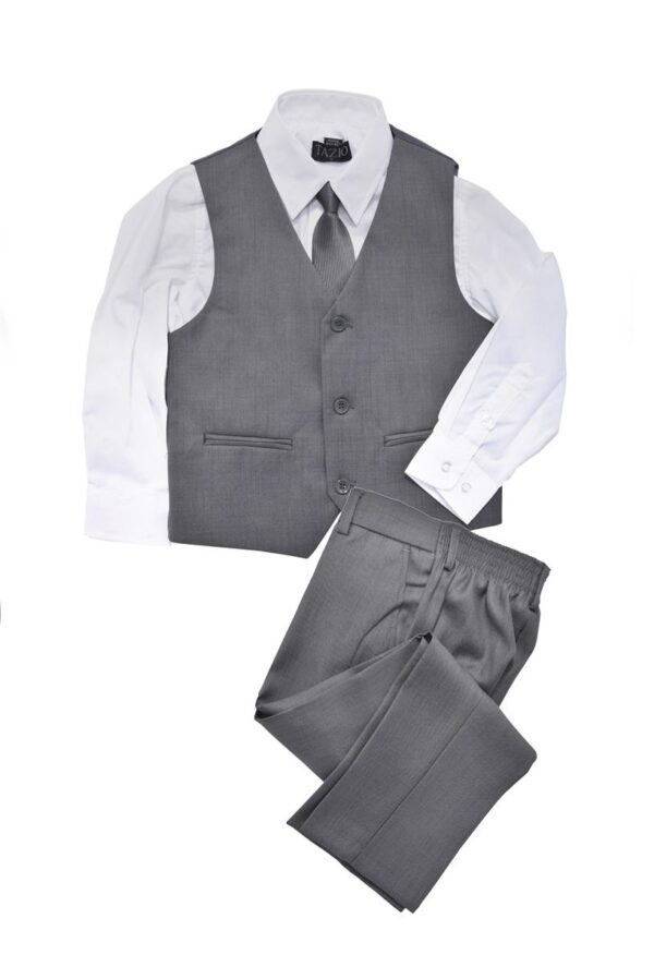 Charcoal Grey Five Piece Suit Set With NeckTie