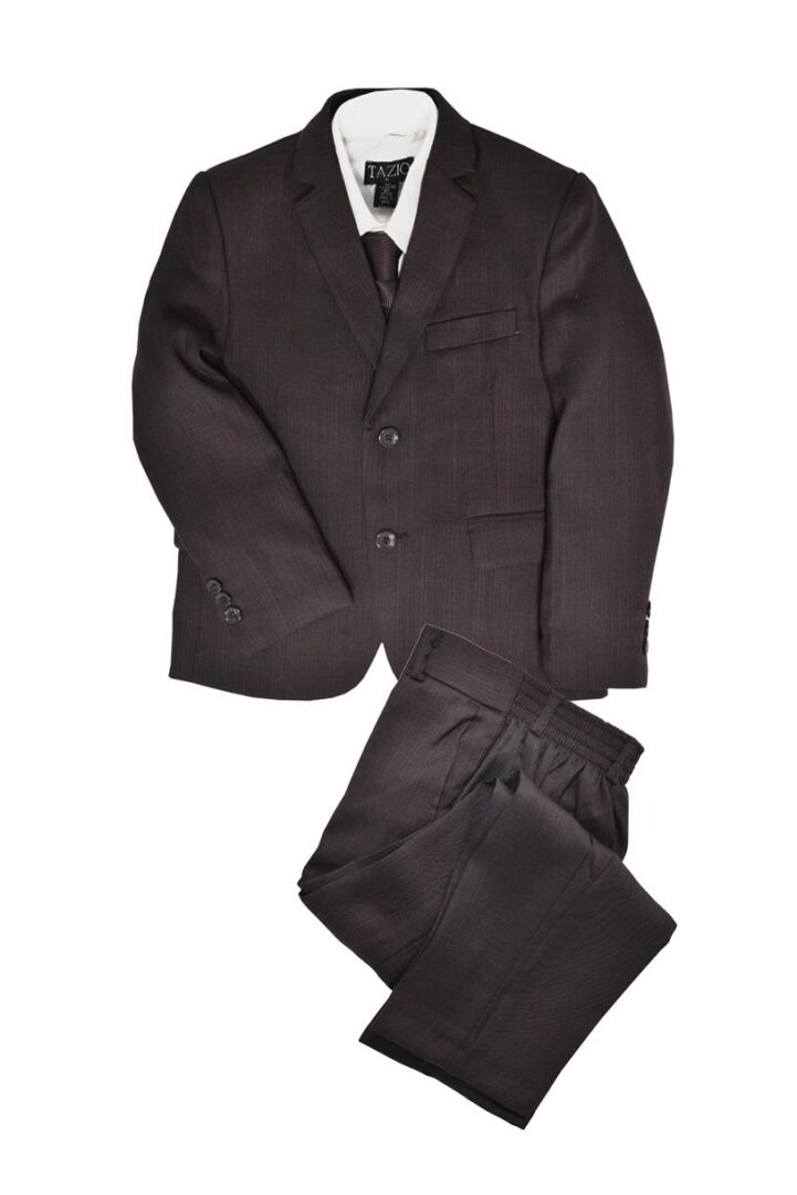 Premium Brown Five Piece Suit Set With NeckTie