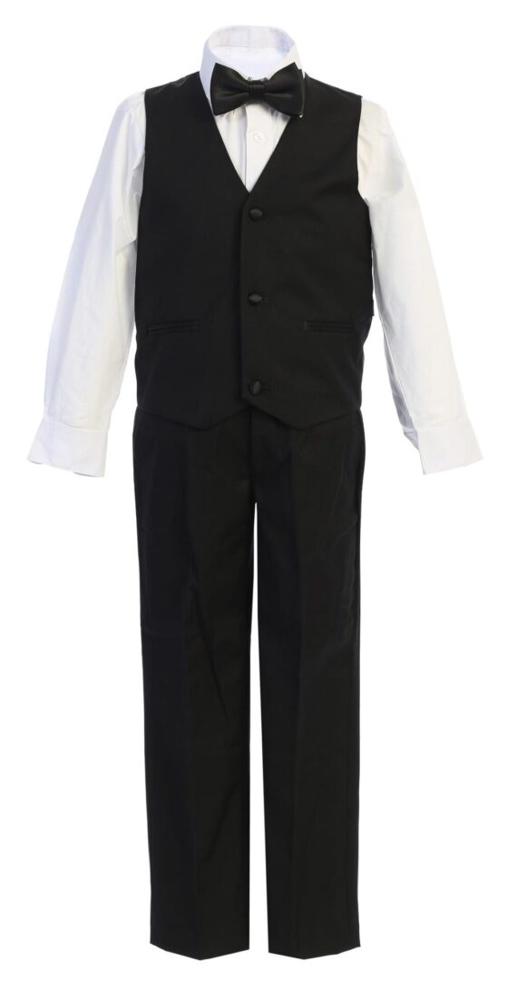 Men's Premium Black Five Piece Shawl Lapel Tuxedo wirh Bowtie Set