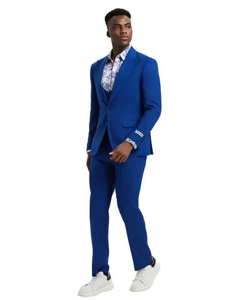 Men's Royal-Blue Three Piece suit Set