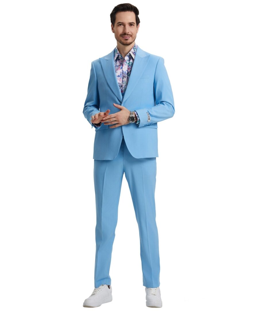 Men's Premium Sky-Blue Three Piece suit Set