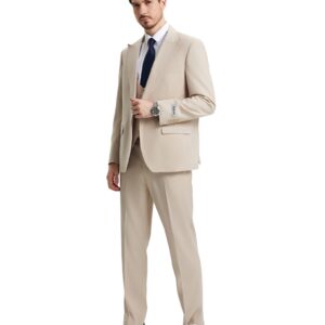 Men's Tan-Beige Three Piece suit Set
