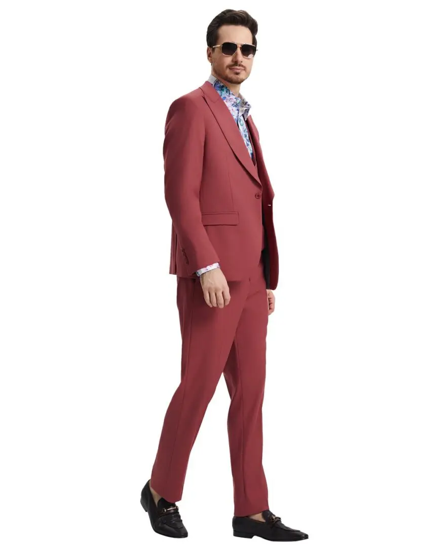 Men's Coral Three Piece suit Set