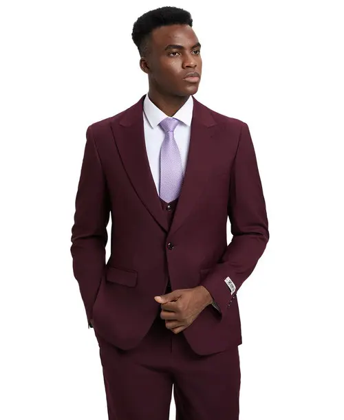 Premium Burgundy-Maroon Three Piece suit Set