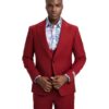 Premium Cherry-Red Three Piece suit Set