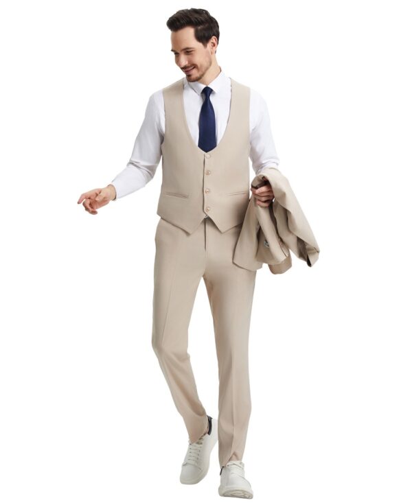 Men's Premium Tan-Beige Three Piece suit Set