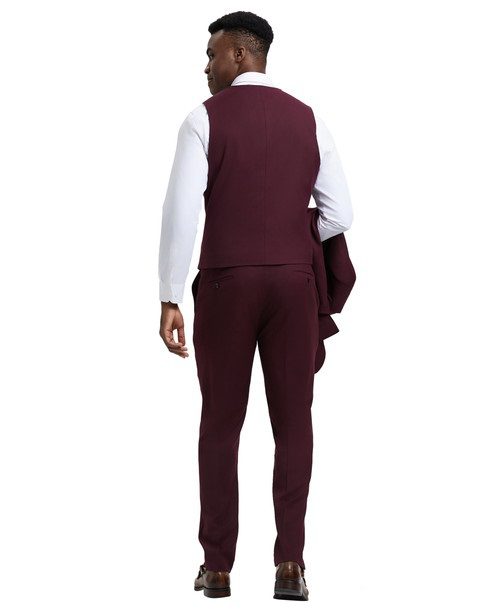 Men's Premium Burgundy-Maroon Three Piece suit Set