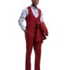 Men's Premium Cherry-Red Three Piece suit Set