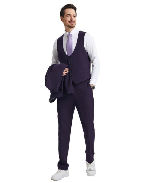 Men's Premium Dark-Purple Three Piece suit Set