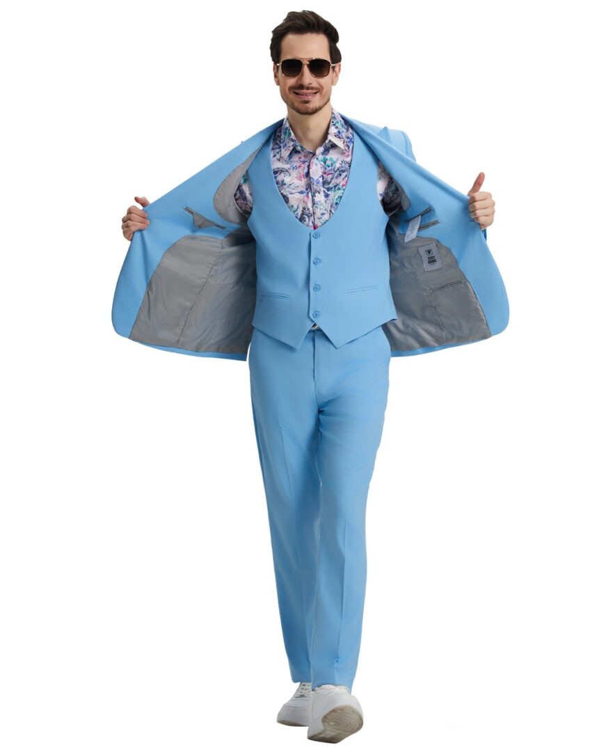 Men's Premium Sky-Blue Three Piece suit