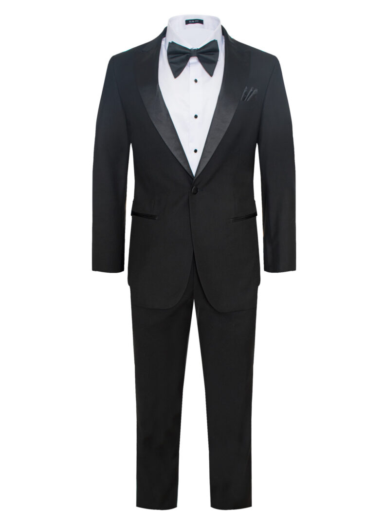 Men's Premium Black 8 Piece suit with Pocket square Bowtie set