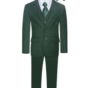 Boys Premium Hunter Green Forest Green 8 Piece Suit with Necktie