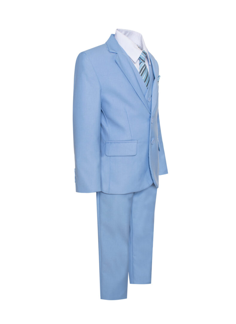 Boys Premium Baby Blue 8 Piece notch lapel suit set Includes Necktie