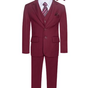 Burgundy Maroon 8 Piece Suit Two front pockets flaps
