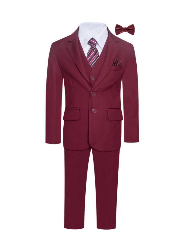 Burgundy Maroon 8 Piece Suit Two front pockets flaps