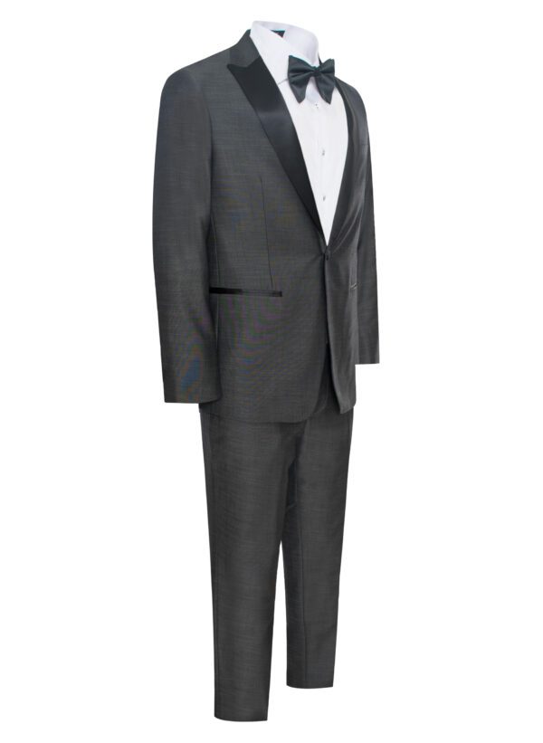 Charcoal Gray With Black Peak Lapel One Button Tuxedos