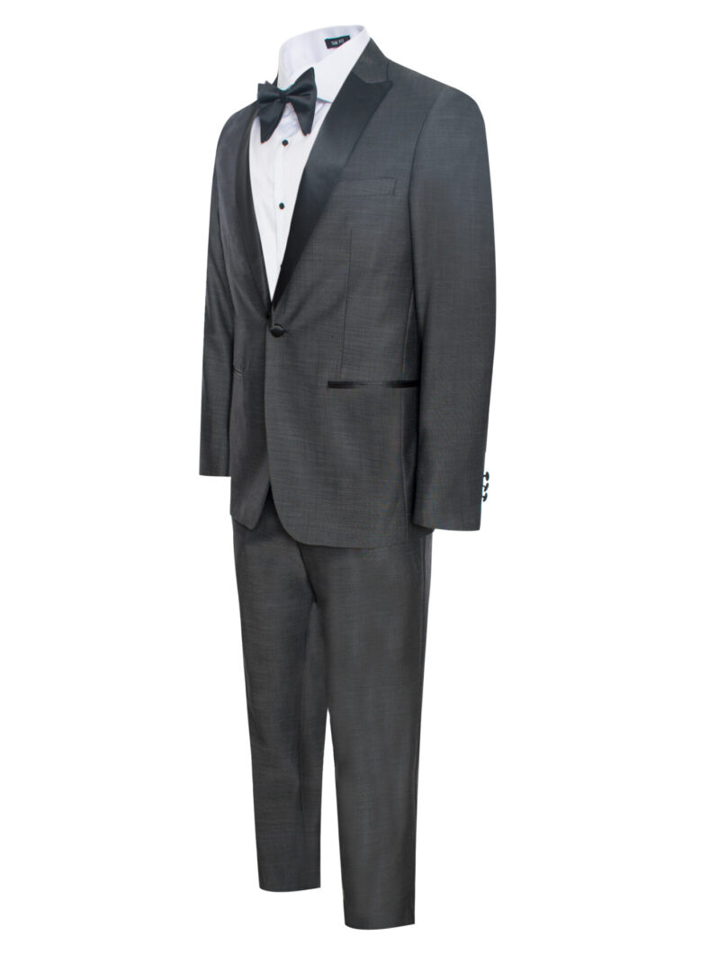 Men's Premium Modern Fit Charcoal Gray With Black Peak Tuxedos