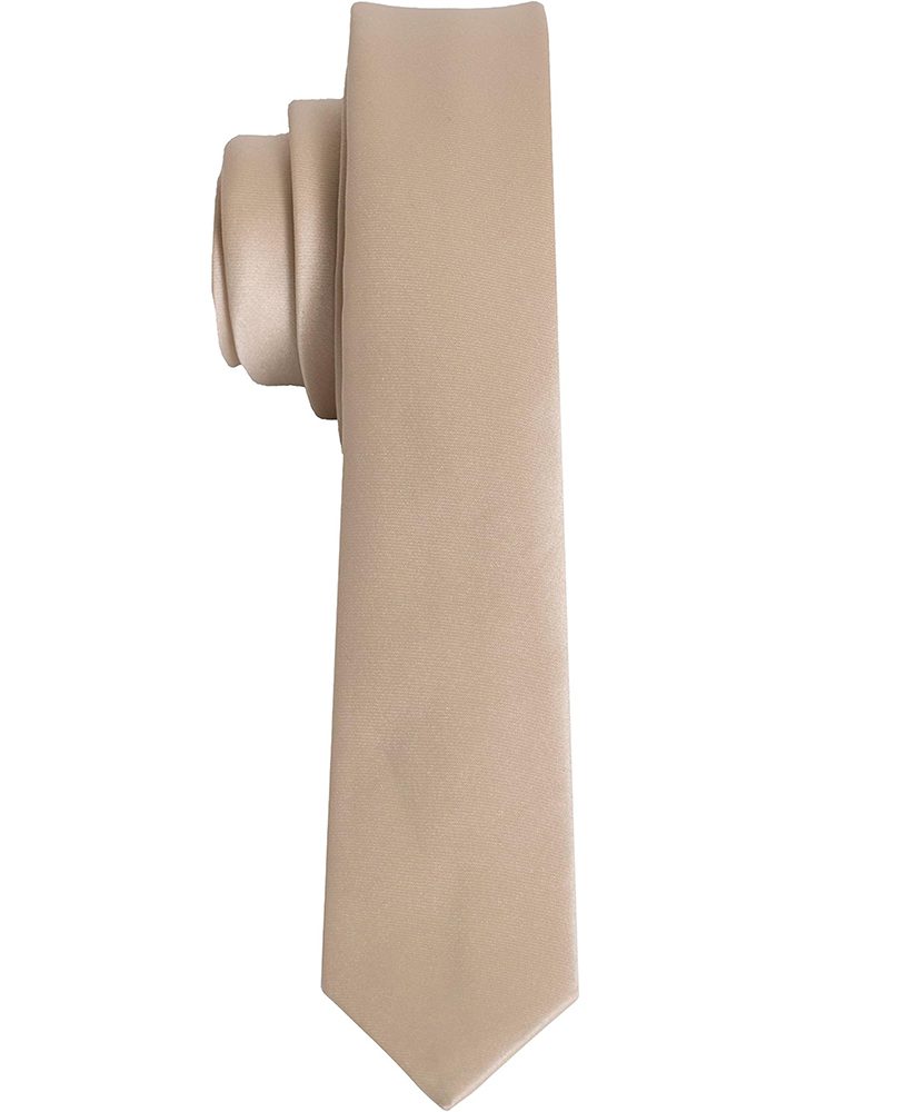 Super Skinny Beige-Champagne-Nude Necktie For Suits