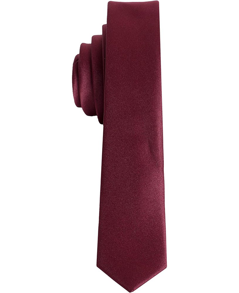 Premium Super Skinny Burgundy-Marron Necktie For Suits