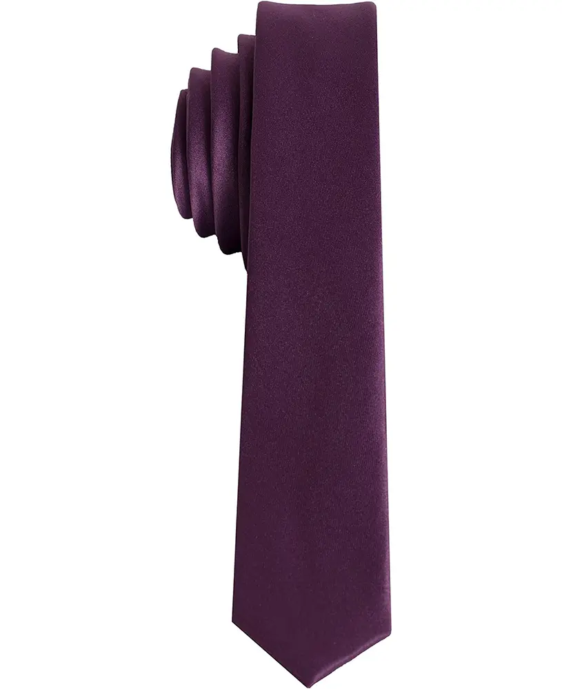 Premium Super Skinny Eggplant-Plum Necktie For Suits