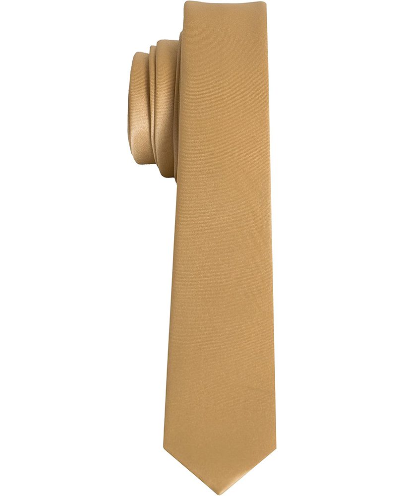 Premium Super Skinny Gold Necktie For Suits