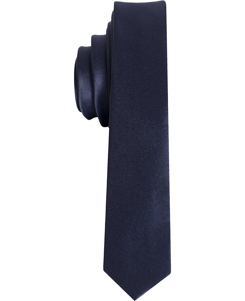 Men's Premium Super Skinny Navy Blue Necktie
