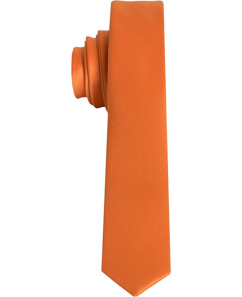 Premium Super Skinny Orange Necktie For Suits