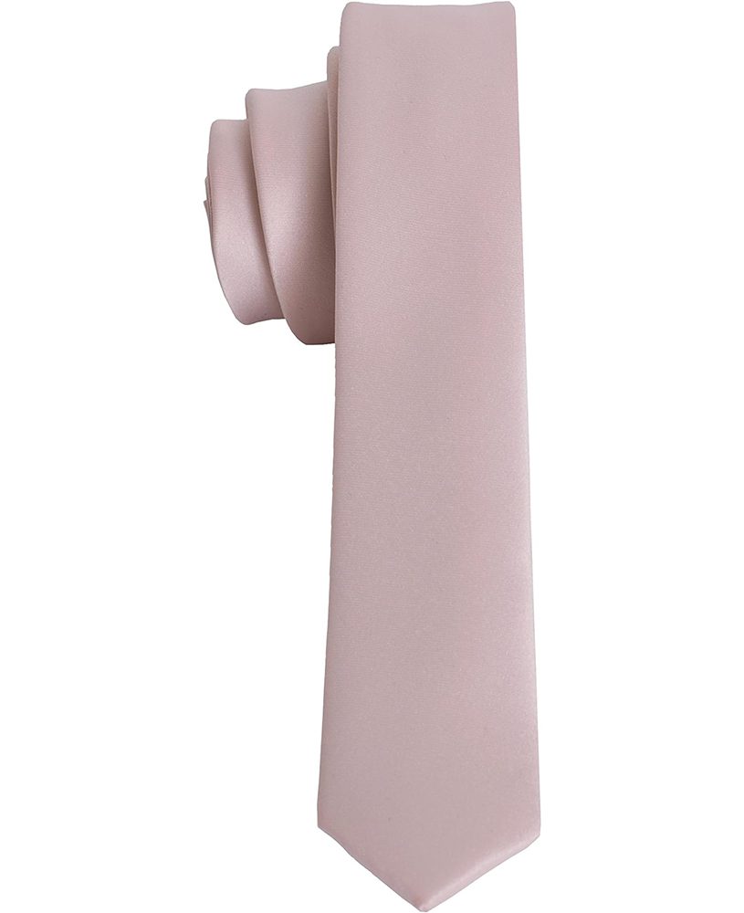 Men's Premium Super Skinny Pearl Pink Necktie