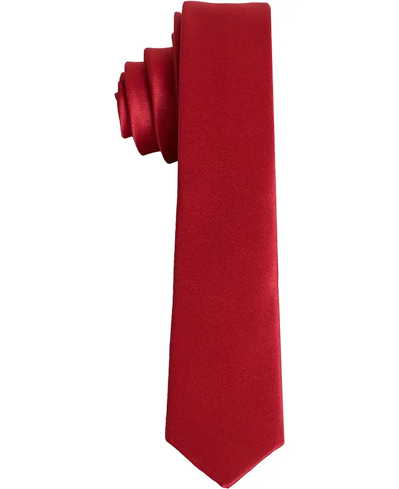 Premium Super Skinny Red Necktie For Suits & Tuxedos